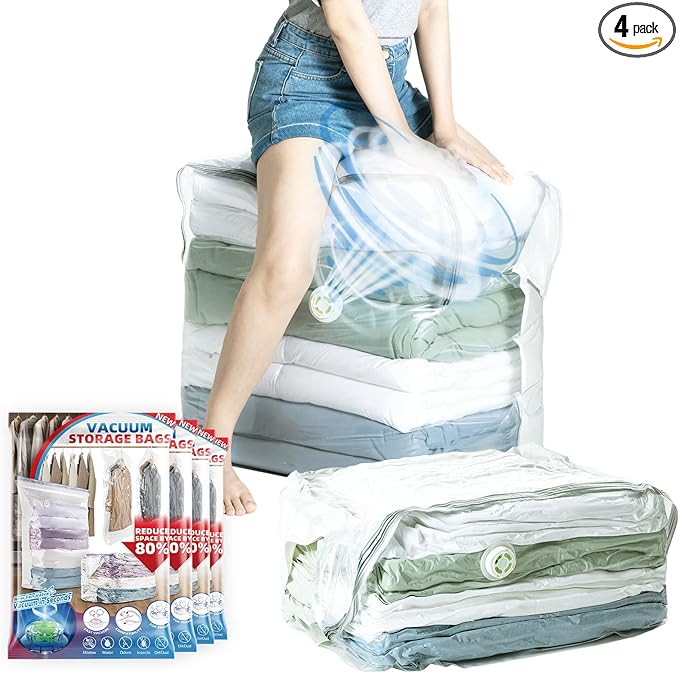 TAILI Vacuum Storage Bags 4 Pack, Extra Large Cube, Supe Jumbo Vacuum Seal Bags by TAILI