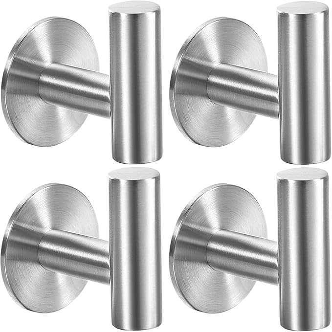 Vuzvuv Adhesive Brushed Nickel SUS304 Stainless Steel Towel Hooks – Heavy Duty by Vuzvuv