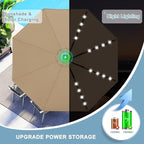 ABCCANOPY Outdoor 11FT Solar Led Patio Umbrellas with 32LED Lights (Tan) - Image 2