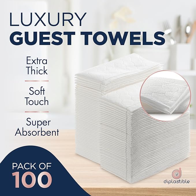 100 Count White Luxury Linen-Feel Paper Towels, Soft And Absorbent Cloth-Like - Image 2