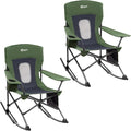 Portal Outdoor Rocking Chair Camping Folding Portable Rocker with Cup Holder Side Pocket Carry Bag, Support 350LBS (Mesh Green), 2 Pack by PORTAL