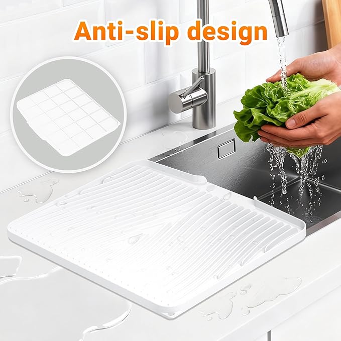 Silicone Dish Drying Mat for Kitchen Counter, Non-Slip Drain Pad, Dish Drying - Image 5