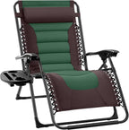 Best Choice Products Oversized Padded Zero Gravity Chair, Folding Outdoor Patio Recliner, XL Anti Gravity Lounger for Backyard w/Headrest, Cup Holder, Side Tray, Polyester Mesh - Espresso/Green by BestChoiceProducts
