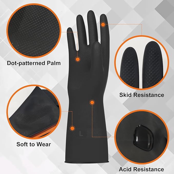 Beieverluck 10 Pairs Chemical Resistant Gloves Large Rubber Cleaning Gloves - Image 3