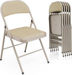 VINGLI 6 Pack Folding Chairs with Padded Seats, Metal Frame with Pu Leather Seat & Back, Capacity 350 lbs, Set of 6, Khaki by VINGLI