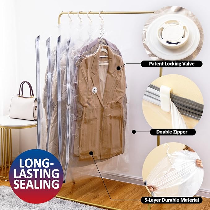 Hanging Vacuum Storage Bags, 3 Pack Large Hanging Vacuum Seal Bags - Image 5