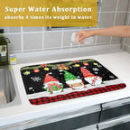 Merry Christmas Dish Drying Mat Black Gnomes Dish Drainer Mats 18x24 Inch - Image 7