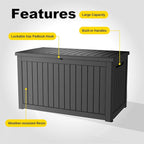 ROJIK Outdoor Storage Housing Deck Box - Waterproof Patio Furniture, Garden Tools, Cushions, Pool Accessories Storage Bench with Lockable Lid and Side Handles (Black 238 Gal) - Image 5