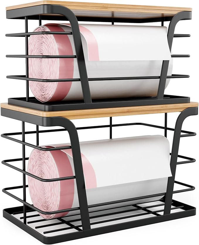 2 Pack Stackable Storage Laundry Kitchen Organizers, Wall Mount Trash Bag Holder by TrashBagHolder