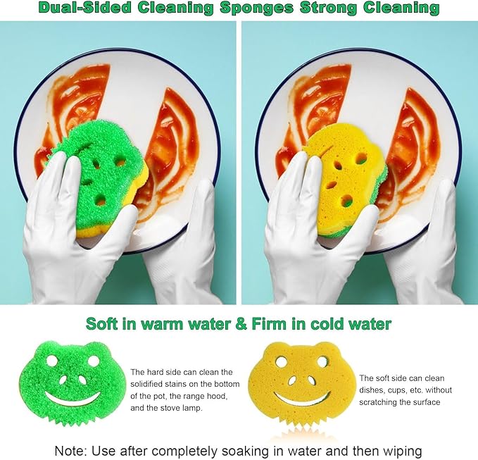 SmilePowo 5 Pack Frog Dual-Sided Multi-Functional Scrub Sponge, Dual-Sided - Image 2