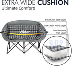Double Camping Chairs Padded Loveseat Chair for 2 Person - Heavy Duty Oversized Camping Couch for Adults Outdoor Lawn Beach Portable Folding Sofa with Cup Holders Support 600lbs, Grey - Image 3