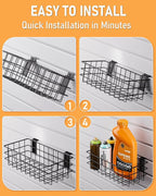 INCLY 4 Pack Black Slatwall Baskets Set, Ventilated Metal Hanging Storage Slat - Image 6