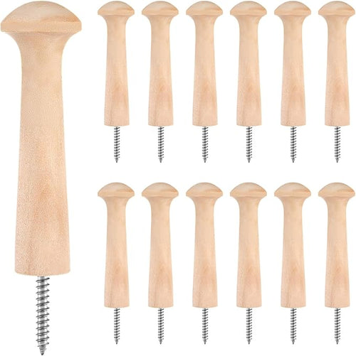 12 Pcs Wood Pegs for Hanging, 3.68 Inch Solid Unfinished Wooden Pegs for Hanging by Classicseali