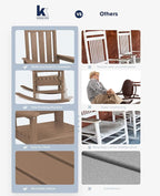 KINGYES Oversized Outdoor Rocking Chair Set of 4, All-Weather Patio Rocking Chairs for Porch, HDPE Outdoor Patio Rockers with High Back & Wide Seat for Garden, Lawn, Brown - Image 8
