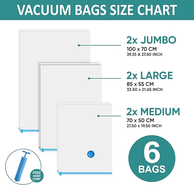 6 Pack Vacuum Storage Bags - Image 3