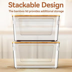 2 Pack Trash Bag Holder with Bamboo Lid, Stackable Trashbag Dispenser, Extra - Image 5