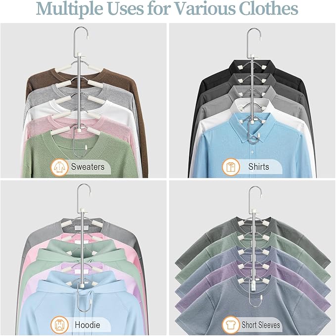 Clothes Hangers Space Saving Shirt Organizer, Non Slip Multi Shirt Hangers - Image 5