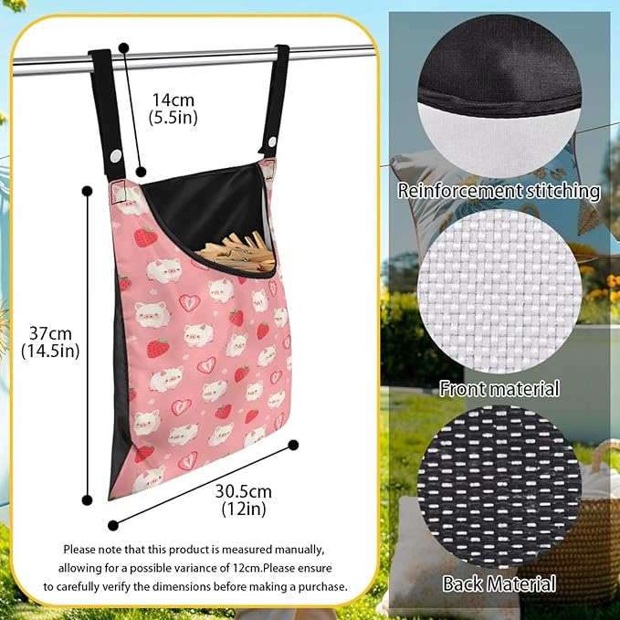 Clothespin Bag for Clothesline Outdoor, Soft & Lightweight Hanging Bag for - Image 6
