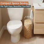 Wicker Bathroom Trash Can with Lid, Narrow Rattan Waste Basket with Removable - Image 8