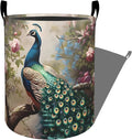 Majestic Peacock Among Blossoming Flowers Laundry Basket by Ti+Caldi
