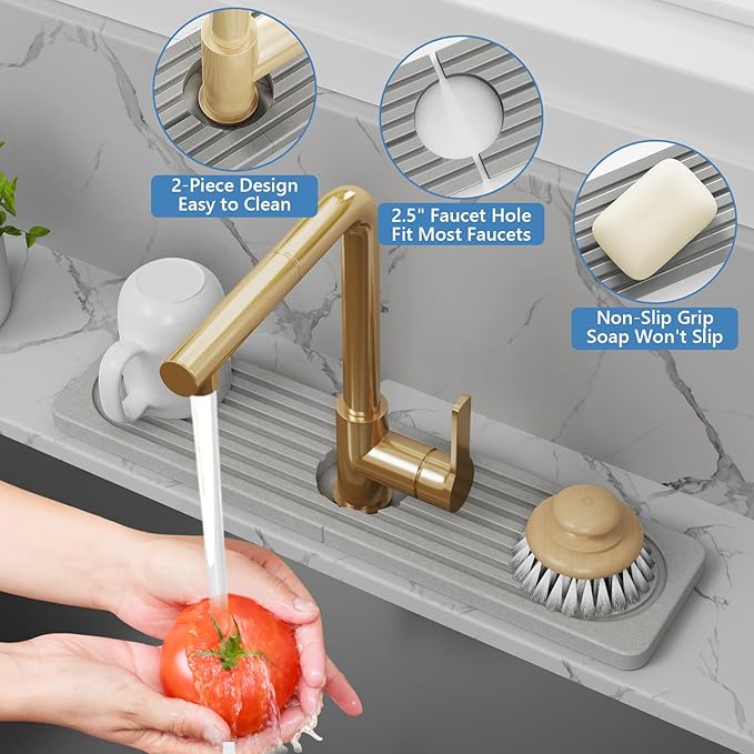 Stone Quick Dry Faucet Mat for Kitchen Sink Stone Faucet Mat for Kitchen Sink - Image 4