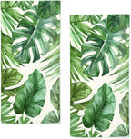 Palm Leaves Tropical Hand Towels Set of 2 Highly Absorbent Breathable Floral by qiuhuang