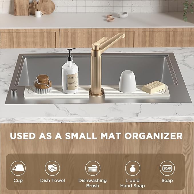 Faucet Mat for Kitchen Sink, Diatomite Stone Drying Sink Protectors, Bathroom - Image 5