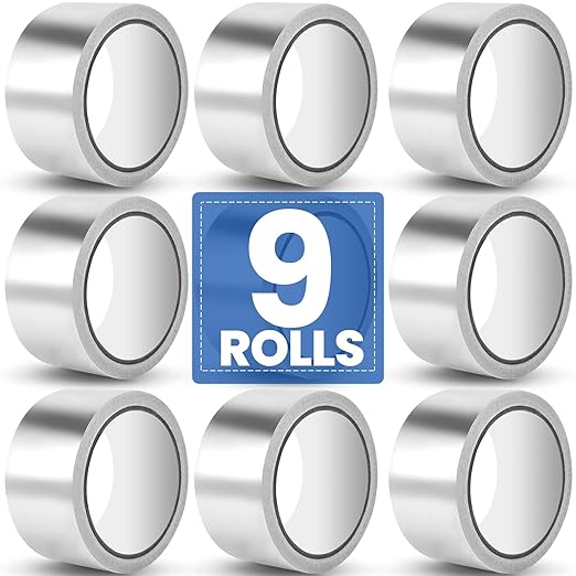 9 Pack Aluminum Foil Tape, 3.9 mil 2" x 450 Feet Total Silver High Temperature by Unknown