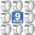 9 Pack Aluminum Foil Tape, 3.9 mil 2" x 450 Feet Total Silver High Temperature by Unknown