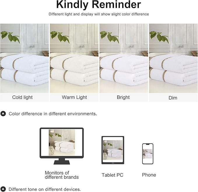 PiccoCasa Set of 2, 750 GSM Luxury White Hand Towels - Image 8