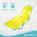 Ostrich The Original Chaise 72 x 22 Inch Lounge Portable Reclining Lounger, Outdoor Patio, Beach, Lawn, Camping, or Pool Tanning Chair, Lime Green - Image 3