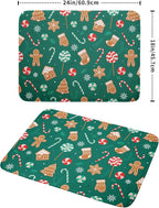 Gingerbread Dish Drying Mat for Kitchen Counter Holiday Green Super Absorbent - Image 2