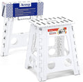 ACSTEP Folding Step Stool 16 Inch Heavy Duty Step Stool Foldable for Adults and Kids, Collapsible Stepping Stool with Handle, Non Slip Folding Stools for Kitchen Hold Up to 400lbs (White 1PC) by ACSTEP