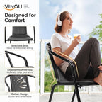 VINGLI PE Rattan Outdoor Dining Chairs Set of 4, Plastic Stackable Patio Chairs for Indoor, Porch, Restaurant, Garden, Black - Image 5