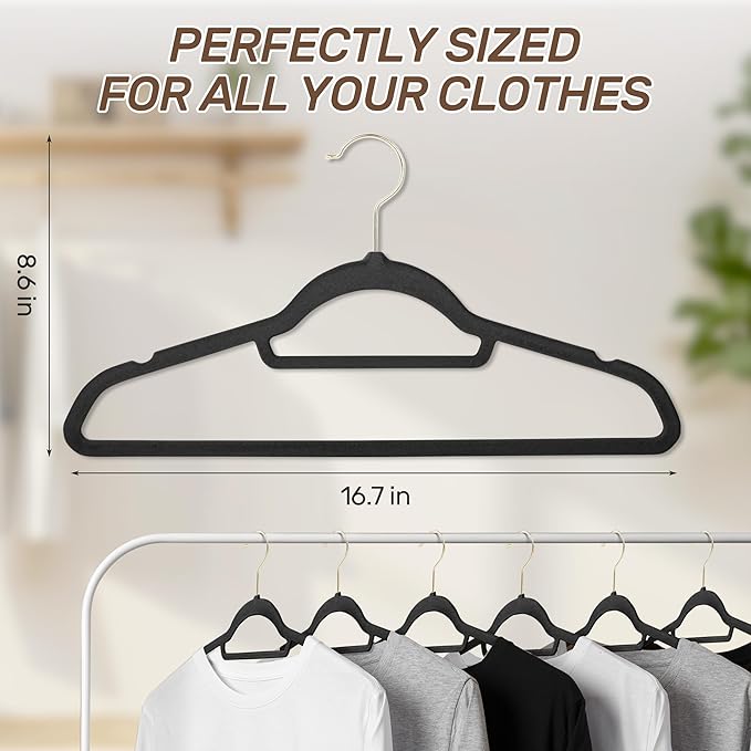 Velvet Hangers 30 Pack with Gold Hooks, Non-Slip Slim Felt Hanger - Image 7