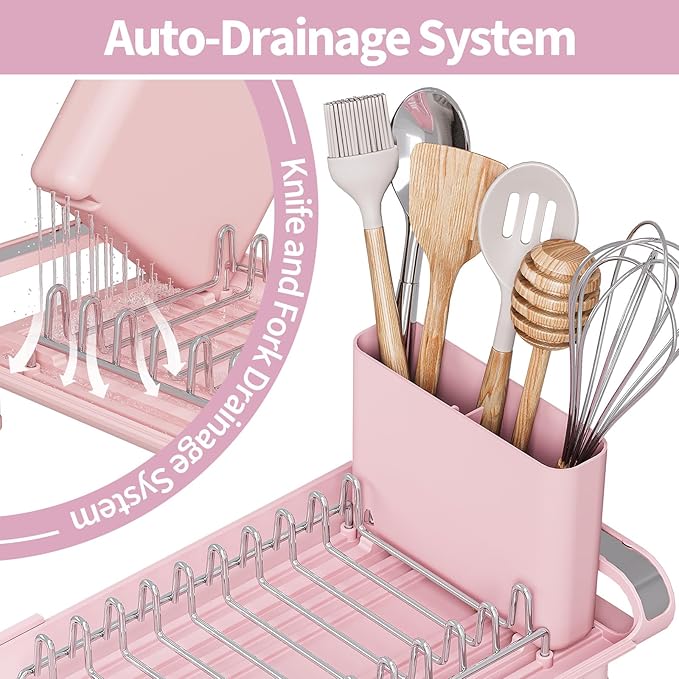 TOOLF Small Dish Drying Rack, Mini Expandable Compact Dish Rack, Slim - Image 4