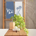 Blue Beach Surfboard Kitchen Towels, Coastal Tropical Palm Tree Decorative Hand - Image 7
