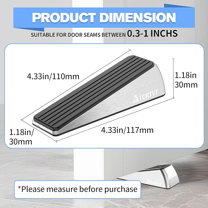 Heavy Duty Door Stopper Wedge 2 Pack Small Size Door Stop Wedge Made of Premium - Image 2