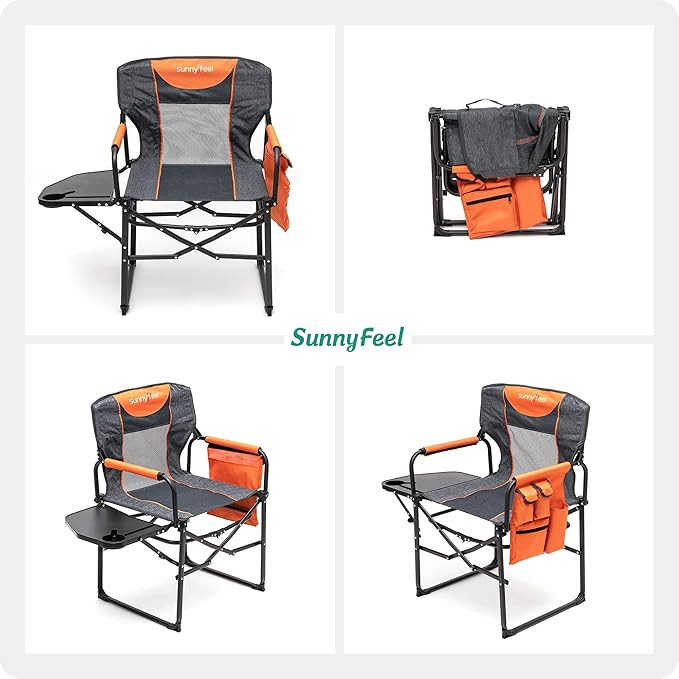 SUNNYFEEL Camping Directors Chair, Heavy Duty,Oversized Portable Folding Chair with Side Table, Pocket for Beach, Fishing,Trip,Picnic,Lawn,Concert Outdoor Foldable Camp Chairs - Image 7