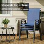 MAMIZO Patio Dining Chairs, Stackable All Weather Teslin Chair, Heavy Duty Outdoor Breathable Chairs Set, w/Armrests, Upgraded Chair FeetW/Strenthened Iron Spacers, 330 LBS (4, Navy Blue) - Image 8