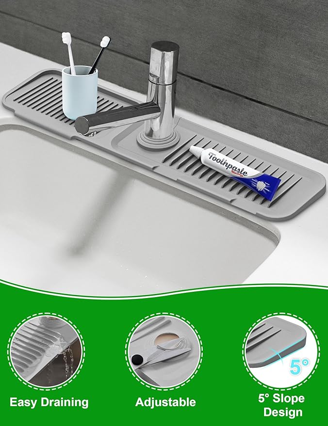 Kitchen Sink Splash Guard, 5°Slope Draining Mat - Image 6