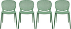 2xhome Set of 4 Patio Dining Chairs | Modern Stackable Outdoor Pool Side Chair | Weather Resistant Plastic for Yard, Porch, Balcony, Kitchen, Green by 2xhome