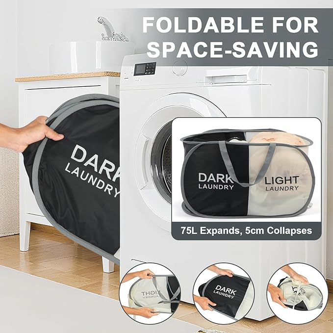 Seefoo Dual Compartment Laundry Hamper - Image 3