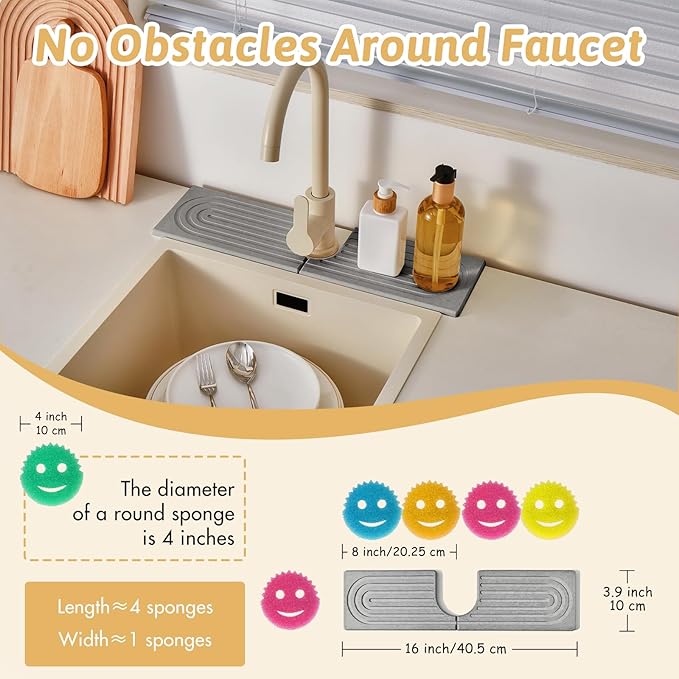 Diatomite Sink Faucet Splash Guard U Shape, Mordern Faucet Handle Drip Catcher - Image 3
