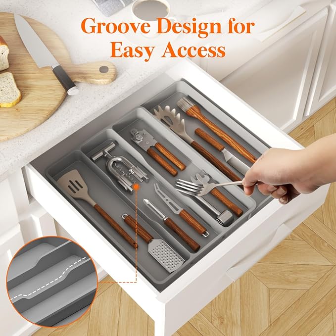 Lifewit Utensil Organizer for Kitchen Drawer, Expandable Cooking Silverware Tray - Image 8