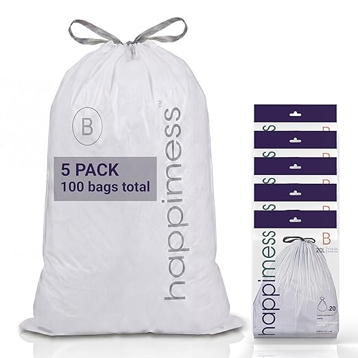 happimess 5.3 Gallon Drawstring Trash Bags, Heavy Duty LDPE Liners by Happimess