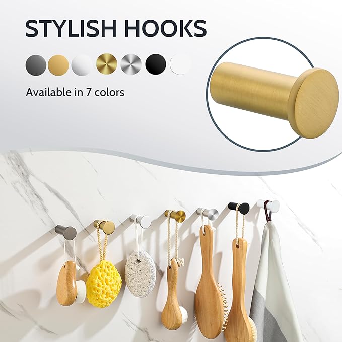 SAYAYO Gold Coat Hooks Wall Mounted, Towel Hooks - Image 7