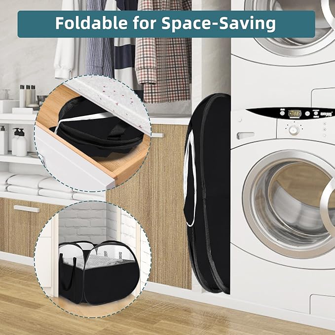 Laundry Basket with Handles 90L, Collapsible Laundry Baskets, Foldable Laundry - Image 3