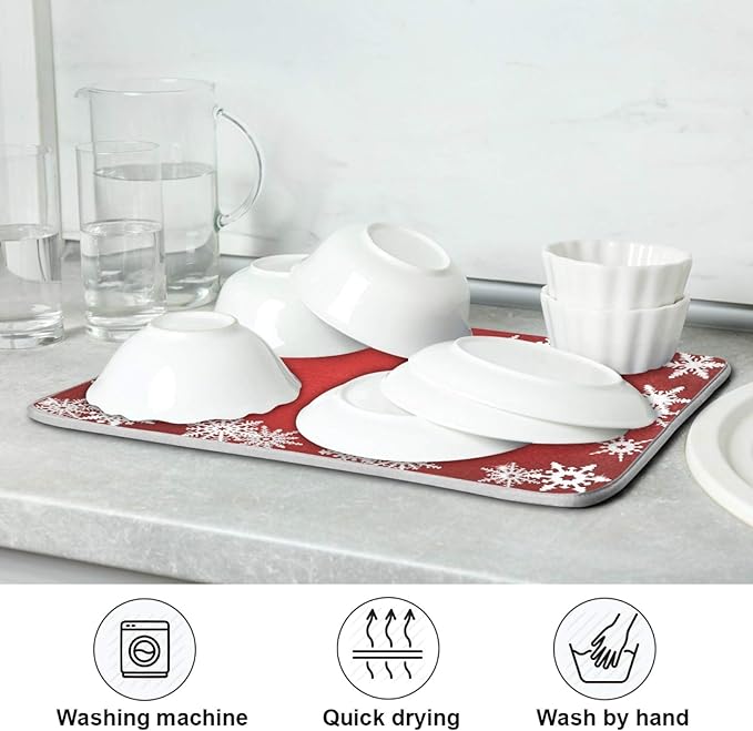 Super Absorbent Dish Drying Mat, Microfiber Fast-Drying Dish Mat, Kitchen Dish - Image 7