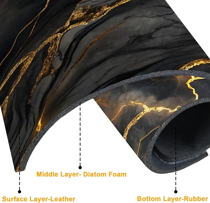 2 Pack Marble Texture Sink Splash Guard Faucet Mat Liquid Gold Marble Texture - Image 3